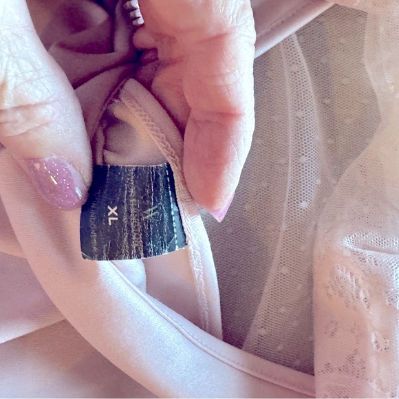 Worthington Blush Lace Chiffon Blouse XL - Picture 3 of 5